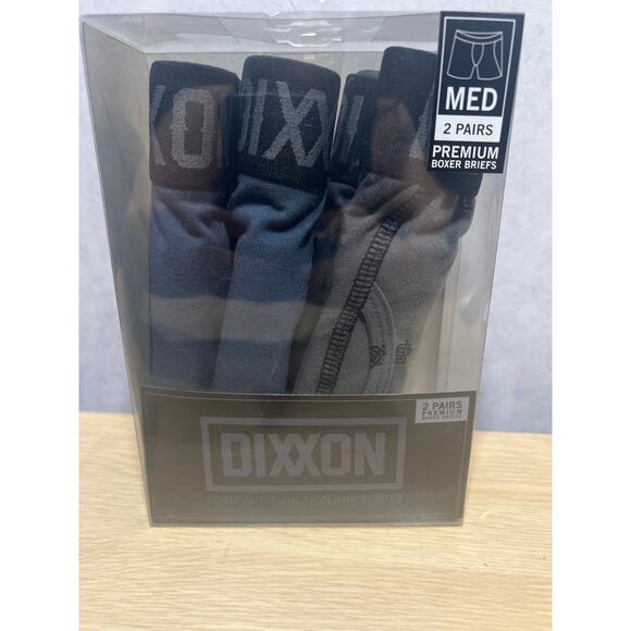 NIB Dixxon Flannel Company Mens Size M Premium Boxer Briefs Gray Logo 2 Pairs - Picture 1 of 2